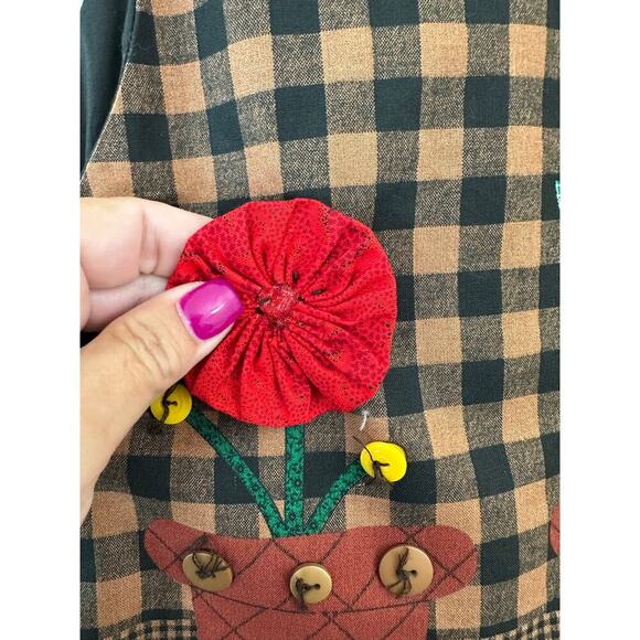 Handmade Cat Checked Plant Vest M L Texture Boho Festival Art - Picture 3 of 9